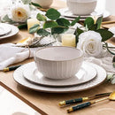GBHOME Ceramic Dinnerware Sets,12 pcs Embossed Elegant Stoneware Plates and Bowls Sets, Housewarming Wedding Gift | Dishwasher & Microwave Safe | Dishes Set Service for 4 by CozyNest Decor
