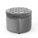 Elegant Round Ottoman Footstool With Studded Rim by HouseOfZazla