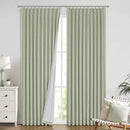 Vision Home Soft Green Pinch Pleated Full Blackout Curtains Linen Blended Room Darkening Window Panels 108 inch for Living Room Bedroom Thermal Insulated Pinch Pleat Drapes with Hooks 60" Wx108 Lx1 by CozyNest Decor