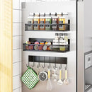 Magnetic Spice Rack for Refrigerator, 3 Pack Magnetic Shelf, Moveable Fridge Organizer with 8-Hook Rack, Seasoning Organizer for Kitchen by CozyNest Decor