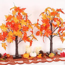 2 Pack 24 Inch Prelit Fall Maple Tree Fall Decor with 48 LEDs Timer Battery Operated Artificial Fall Light Up Tree Maple Acorn for Fall Thanksgiving Decorations Table Home Office Indoor Autumn Harvest by CozyNest Decor