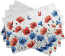 4th of July Floral Placemats Set of 4 Patriotic Summer Red Blue Flowers Linen Fabric Table Mats America Memorial Day Independence Day Place Mats for Party Kitchen Dining Decoration by CozyNest Decor