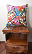 Roses Floral Pillow Cover Flower Farmhouse Chair Cushion Suzani Flowers Pillowcase Boho Florals Accent Throw Pillowsham Wool Hand Embroidered Size 18x18 by CozyNest Decor