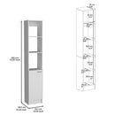 Linen Cabinet, 1 Door, 6 Shelves - White by Unique Piece Furniture