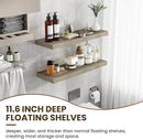 36 Inch Floating Shelves, 12 Inch Deep Floating Shelves for Wall, Floating Shelf with Invisible Brackets, Deep Shelves for Bathroom, Bedroom, Living Room, 2 Pack, Vintage Gray Oak by CozyNest Decor