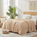 Snuggle Sac Beige Waffle Bedding Blankets Queen Size 90x90 inches, Reversible Microfiber Fluffy Fuzzy Soft Throw Cozy Knit Blanket for Women Mothers Birthday Gifts by CozyNest Decor