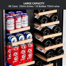 Wine and Beverage Refrigerator, 24 Inch Dual Zone Fridge with Glass Door, Built-In Cooler with Powerful and Quite Cool System/18 Bottles and 88 Cans Capacity Bverage Cooler by CozyNest Decor