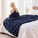 BENVWE Fluffy Faux Fur Throw Blanket for Couch, Soft Plush Thick Cozy Fuzzy Luxury Minky Bubble Blanket for Home Living Room Decor Gift for Women, Navy Blue, 51" x 63", 1100GSM by CozyNest Decor