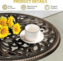Outvita Patio Side Table, 23.6in Outdoor Round Cast Aluminum Bistro Table with Umbrella Hole and Antique Design for Backyard Porch Pool Balcony Deck Bronze by GreenHaven Gardens