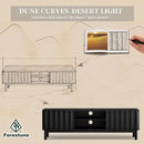 Black Mid Century Modern TV Stand, Wood Fluted Living Room TV Stands with Storage Sliding Doors, Desert-Inspired Design MCM Entertainment Center for 55 60 65 70 75 55+ 60+ 65+ 70+ Inch by CozyNest Decor