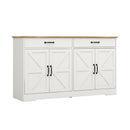 55.91" Large Farmhouse Buffet Cabinet Storage Sideboard with 2 Drawers and 4 Doors for Dining Living Room Kitchen Cupboard-White