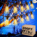 Outdoor String Lights, 200FT Patio Lights with 100 Shatterproof ST38 Globe Bulbs(4 Spare), Waterproof Connectable Dimmable LED Hanging String Lights for Outside Backyard Porch Balcony(100FT x 2) by GreenHaven Gardens