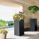Stoog 30" Tall Planters for Outdoor Plants, All-Weather Metal Planter Boxes Set of 2, with Removable Insert Shelf, Modern Design, Indoor/Outdoor Use, Black by CozyNest Decor
