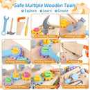 Aliex Wooden Kids Tool Set, 30pcs Toy Tools for Toddlers with Vest, Tool Kit Toddler Montessori Stem Learning Educational Toys for 3 4 5 Years Old Boys Girls, Birthday Gift for Kids by TinyTreasures Baby Boutique