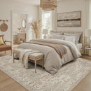 DCX Machine Washable Brown and Beige Area Rug 8x10, Non Slip Stain Resistant Vintage Floral Rug for Living Room Bedroom Nursery, Soft Low Pile Large Carpet by CozyNest Decor