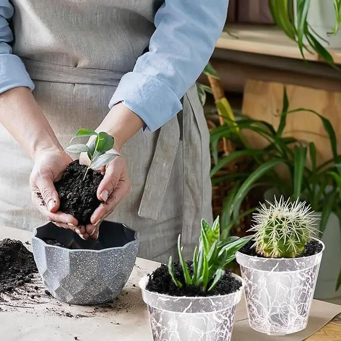 Vesici Large Size Clear Nursery Pots Variety Pack Plant Pots with Drainage Holes Planters for Indoor Plants Flexible Transparent Plastic Plant Bottle Succulents(24 Pcs,4/5/6/7/8/9 Inch), photo 6 of 6
