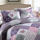 NEWLAKE Quilt Bedspread Sets-Floral Checkered Pattern Reversible Coverlet Set,King Size by CozyNest Decor