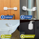 Child Safety Strap Locks (10 Pack) Baby Locks for Cabinets and Drawers, Toilet, Fridge & More. 3M Adhesive Pads. Easy Installation, No Drilling Required, White by TinyTreasures Baby Boutique