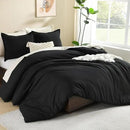 Litanika Oversized King Comforters Black Super King Size, 3 Pieces Lightweight Solid Bedding Comforter Set, All Season Fluffy Bed Set (120x120In Comforter & 2 Pillowcases) by CozyNest Decor