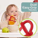 TonGass (3-Pack) Bottle Handles for Dr Brown Narrow Baby Bottles with Easy Grip Handles to Hold Their Own Bottle - BPA-Free Soft Silicone - Red Green and Blue by TinyTreasures Baby Boutique