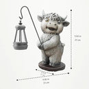 Highland Cow Statues with Solar Lights, Highland Cow Resin Figurine Lights, Highland Cow Ornaments for Patio, Balcony, Indoor Decoration and as Gifts by GreenHaven Gardens