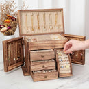 Jewelry Box Organizer, Solid Wood Jewelry Boxes for Women for Storage & Display Necklace Ring Earring Bracelet, Rustic Style Jewelry Organizer Box for Women Gifts (Carbonized Brown) by TinyTreasures Baby Boutique