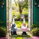 Porch Goose Statue with Outfits Large Garden Sculpture Home Outdoor Decorations Lawn Resin Big Duck Figurine Outside Yard Geese Decor Life Size Farmhouse Duckling Couple Dress Up by GreenHaven Gardens