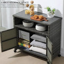 Outdoor Wicker Storage Cabinet,Patio Bar Table with Wheel, Outdoor Buffet Cabinet Movable, Garden Weather-Proof Bar Table/Cart for Indoor&Outdoor (Morden Gray) by CozyNest Decor
