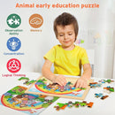 SYNARRY Large Animals Wooden Puzzles for Kids 4 in 1 Gift Box(12.2 * 9.4 in) - FSC Certified, Jigsaw Puzzles for Toddlers 3-5, Puzzles for Kids Ages 4-6, Wood Toys Gifts for 3 4 5 Year Old Boys Girls by TinyTreasures Baby Boutique
