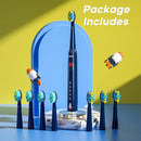 SEAGO Kids Electric Toothbrush, Rechargeable Sonic Soft Bristle Toothbrushes with 8 Brush Heads, DIY Stickers and 5 Modes, Ideal for Kids and Children, Ages 3–12，SG2303(Navy) by TinyTreasures Baby Boutique