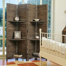 Room Divider with Shelves, 5.6 Ft Tall Folding Wood Screen with Double Hinges for Home Office Bedroom Hotel Decoration (4 Panels, Brown) by CozyNest Decor
