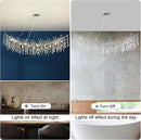Modern Crystal Silver Chandelier,72" Large Rectangular Chandeliers for Dining Room, Tree Branch Crystal Lving Room Chandelier,Dining Room Over Table Chandelier,Fixture Height-Adjustable by CozyNest Decor