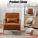 INZOY Mid-Century Modern Accent Chair Set of 2, PU Leather Reading Armchair with Waist Cushion, Upholstered Living Room Chairs for Bedroom Sunroom, Camel Set by CozyNest Decor