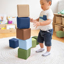 ECR4Kids SoftZone Patchwork Toddler Building Blocks, Foam Cubes, Earthtone, 12-Piece by TinyTreasures Baby Boutique