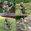 Garden Statue Outdoor Decoration, Cool Dinosaur Play Skateboard with Gnomes Figurines, Indoor Outdoor Decor Art for Patio Lawn Yard, Housewarming Garden Gift… by GreenHaven Gardens