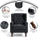 Lumibee High Back Accent Chair Set of 2,Upholstered Wingback Armchair with Solid Wood Legs for Small Spaces,Comfy Single Sofa Chair for Living Room,Bedroom,Office-Black Blue by CozyNest Decor