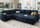 HONBAY Sectional Sleeper Sofa with Pull Out Bed U-Shape Sectional Couch Sleeper Bed with Storage Chaise Lounge Living Room 6 Seater Sectional Sofa Bed,Velvet Dark Blue by CozyNest Decor