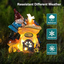 Garden Gnome Statues Figurine Lights - Solar Powered Lighting Outdoor Decorations, Gnome Build Mushroom Fairy House, Yard Art Lawn Ornaments for Porch Patio Balcony - Gnome Gifts for Women Mom by CozyNest Decor