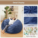 Bean Bag Chairs for Adults - Memory Foam Furniture BeanBag Chair - Kids/Teens Sofa with Soft Micro Fiber Cover - Round Fluffy Couch for Living Room Bedroom College Dorm - 5 ft, Navy by CozyNest Decor