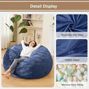 Bean Bag Chairs for Adults - Memory Foam Furniture BeanBag Chair - Kids/Teens Sofa with Soft Micro Fiber Cover - Round Fluffy Couch for Living Room Bedroom College Dorm - 4 ft, Navy by CozyNest Decor