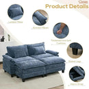 URRED Modular Sectional Sofa Comfy Cloud Couch, Modern Chenille Sofa Sleeper Deep Seat Couches with Ottoman/Pillows for Living Room (Blue, 82.6''- 2 Ottomans) by CozyNest Decor