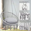 Y- STOP Hammock Chair Macrame Swing, Max 330 Lbs, Hanging Cotton Rope Hammock Swing Chair for Indoor and Outdoor Use, Light Grey by GreenHaven Gardens