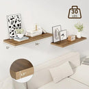 36" Floating Shelves for Wall, 12" Deep Slim Walnut Floating Shelves, Wall-Mounted Shelves for Bedroom, Living Room, Kitchen, Bathroom - Set of 2 by CozyNest Decor