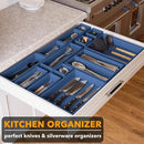 SpaceAid 14-Piece Bamboo Drawer Organizer Storage Boxes Set, Wood Tray Junk Drawer Organizers Multi-Use Divider Bins for Kitchen, Bathroom, Office Desk and Makeup Organization (14 Pack, Navy Blue) by CozyNest Decor