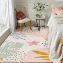 Lahome Pink Carpet for Living Room - 4x6 Area Rug for Bedroom Washable Non-Slip Boho Rug Throw Cute Soft Nursery Kids Rug, Abstract Botanical Print Indoor Rugs for Kitchen Entryway Laundry Dining Room by TinyTreasures Baby Boutique