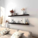 Wood Floating Shelves for Wall Decor, Rustic Wall Shelves for Bedroom Bathroom Kitchen Living Room, Set of 4 Walnut 48 Inch by CozyNest Decor