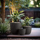 Kante 18",14",10" Dia Concrete Round Planters (Set of 3), Outdoor Indoor Large Planter Pots with Drainage Hole and Rubber Plug for Home Patio Garden, Oil Rubbed Bronze by GreenHaven Gardens