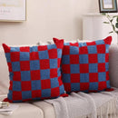 Alysheer Checkered Embroidered Decorative Throw Pillow Covers 18"x 18" Set of 2, Classic Chic Red Blue Plaid Tufted Patterned Cotton Canvas Cushion Case for Sofa Couch Bed Living Room by CozyNest Decor
