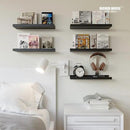 RICHER HOUSE 5 Set Floating Wall Mounted Shelves, Black Shelves for Wall Decor, Modern Picture Ledge Shelf with Lip for Storage, Nursery, Bedroom, Living Room, Bathroom - Black by CozyNest Decor