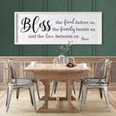 Bless the Food Before Us, the Family Beside Us, and the Love between us Framed Wall Art for Dining Room, 40''×15'' Holy Positive Religious Rustic Bible Verse for Christian God Jesus Christ Prayer by CozyNest Decor